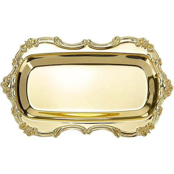 KUMGROT Fancy Serving Tray Tea Coffee Serving Tray Vintage Jewelry Organizer Elegant Dessert Platter Candy Table Supplies for Birthday Party Wedding Gold
