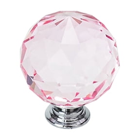 KUMHONW 1 Pcs Crystal Glass Cabinet Knobs 30mm Diamond Shape Drawer Kitchen Cabinets Dresser Cupboard Wardrobe Pulls Handles (30mm, Pink)