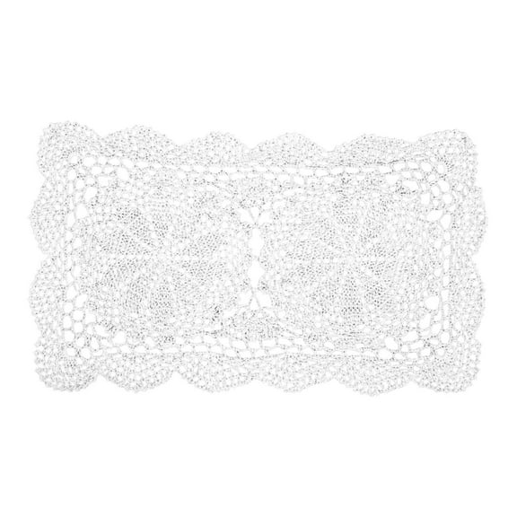 KUMHONW 18x12 Inch Handmade Crochet Doilies, Polyester Cotton Table Placemats Rectangular Table Crochet Placemats for Dining Table Kitchen Parties White 30*45cm