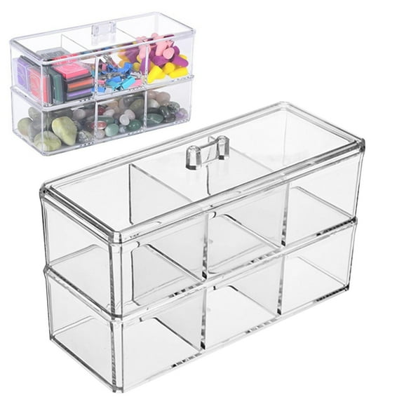 KUMHONW 2 Layers,Plastic Drawer Clear Acrylic Vanity Desk Storage and Organizer, Bathroom Display Storage Container with Lid for Jewelry, Small Items Clear Style A