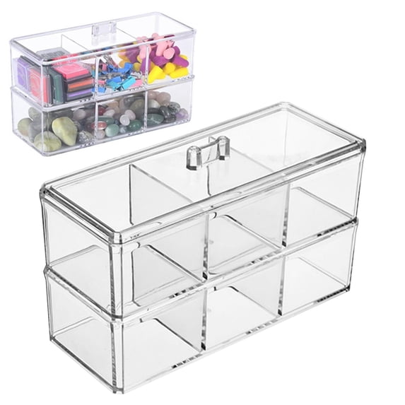 KUMHONW 2 Layers,Plastic Drawer Clear Acrylic Vanity Desk Storage and Organizer, Bathroom Display Storage Container with Lid for Jewelry, Small Items Clear Style A
