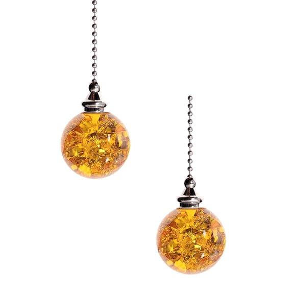 KUMHONW 2Pcs Clear Crystal Ceiling Fan Pull Chain Crystal With 21 Inch Beaded Extension Pull Chains for Ceiling Fans And Lights Ceiling Fan Pulls Light Pull Chain Beaded Pull Gold*2