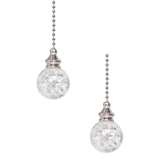 KUMHONW 2Pcs Clear Crystal Ceiling Fan Pull Chain Crystal With 21 Inch Beaded Extension Pull Chains for Ceiling Fans And Lights Ceiling Fan Pulls Light Pull Chain Beaded Pull White*2