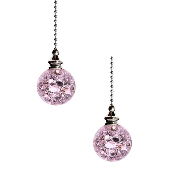 KUMHONW 2Pcs Clear Crystal Ceiling Fan Pull Chain Crystal With 21 Inch Beaded Extension Pull Chains for Ceiling Fans And Lights Ceiling Fan Pulls Light Pull Chain Beaded Pull Purple1*2