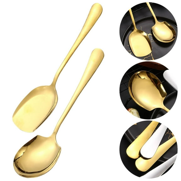 KUMHONW 2Pcs Large Serving Spoons Set Stainless Steel 8.5 Inch Serving Utensils for Buffet Catering Dishwasher Safe Spoon*1+Shovel*1