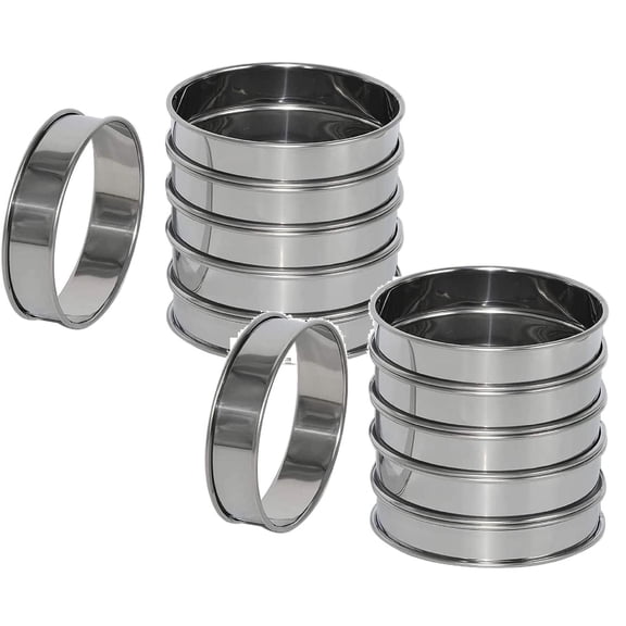 KUMHONW 4 Inch English Muffin Ring, Crumpet & Cookie Ring Set, 12 Pack