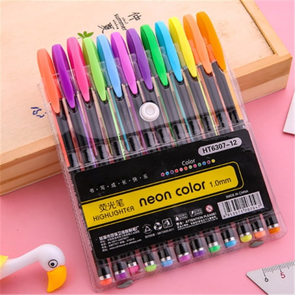 KUMHONW Basics Felt Tip Marker Pens, Assorted Colors, No-Fray Felt Tip, Smear-Proof, for Writing, Drawing, Journaling and Note Taking, 12-Pack