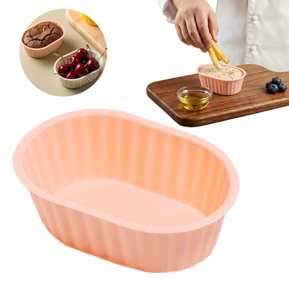 KUMHONW Ellipse Cheese Cake Pan, 3.14*2.16*0.98 Inch Non-Stick Oval Cake Bread and Meat Bakeware for Oven and Instant Pot Baking (Orange)