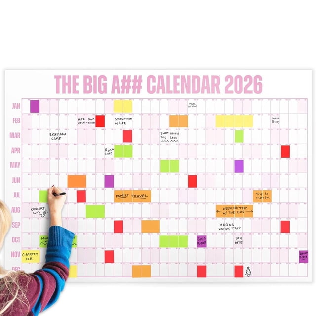 KUMHONW Extra Large Yearly Wall Calendar 2026, Full Year Calendar One ...