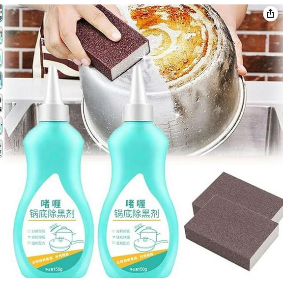 KUMHONW Gel Cleaner For Pots And Pans Pot Cleaner For Bottom Of Pans Black Pot Bottom Cleaning Gel 150g Stainless Cleaner Remover For Kitchen Tools 150ml Cleaning Agents