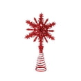 thumbnail image 1 of KUMHONW Metal Snowflake Tree Topper Glitter Tree Topper 8.34 Inch,Christmas Tree Top Five Pointed Star Hollowed Ornament Christmas Decoration Red, 1 of 3