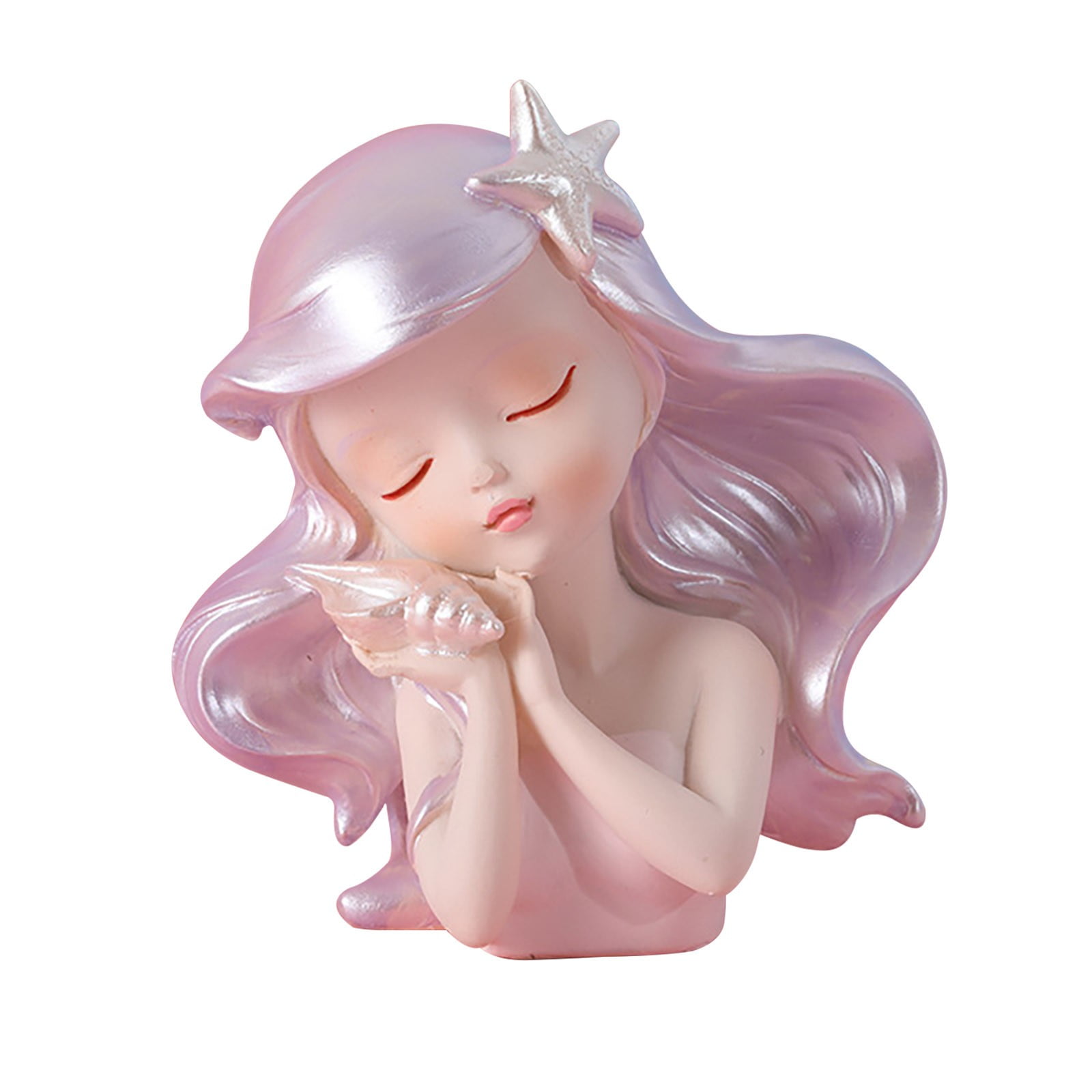 Rayberro Crystal Mermaid Figurine - 4.72" Clear Resin Mermaid Sculpture For Desk, Shelf, Or Aquarium Decor