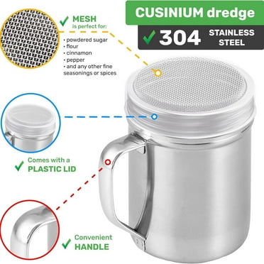 KUMHONW Powdered Sugar Shaker Duster - with Handle - Cinnamon Shaker for Coffee Bar - Fine Mesh Dredge - 6 Ounce, Pack of 1 | Style: Fine