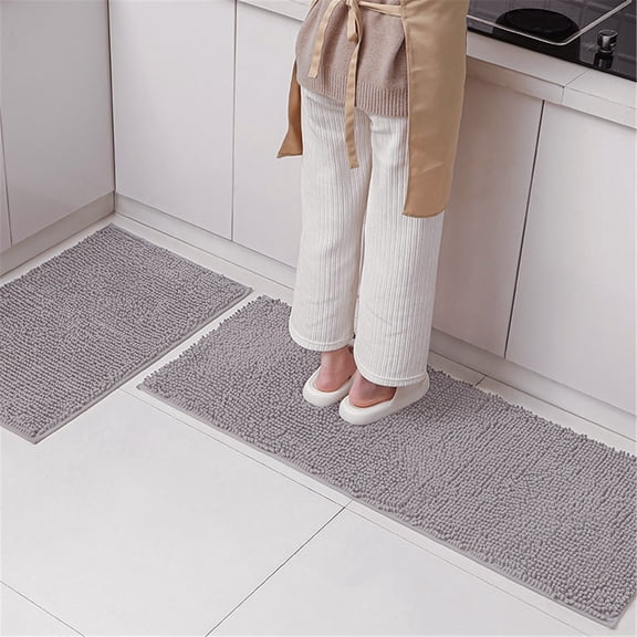 KUMHONW | Super Water Absorbent Door Mat Indoor,Microfiber Quick Dry Chenille Entryway Rug,Slip Resistant Front Door Mat,Indoor Mats for Entryway,Machine Washable Pet Rug,Grey 23.6"x15.7"
