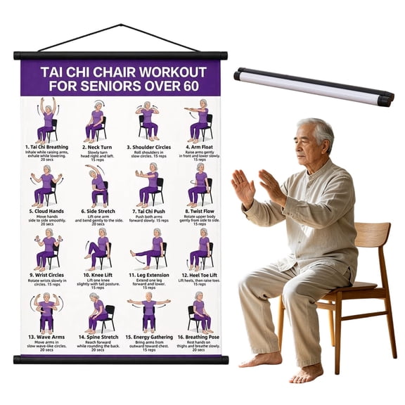 KUMHONW Tai Chi Walking Workout for Seniors - Tai Chi Walking Chart & Exercise Guide Poster - Tai Chi for Beginners Instructional Wall Decor - Balance & Mobility Training for Elderly (16 x 24 inches)