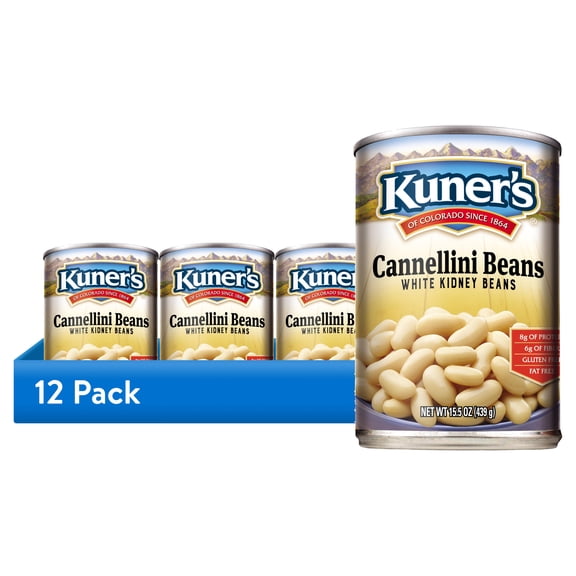 (12 pack) Kuner's Cannellini Beans White Kidney Beans 15.5 oz. Can
