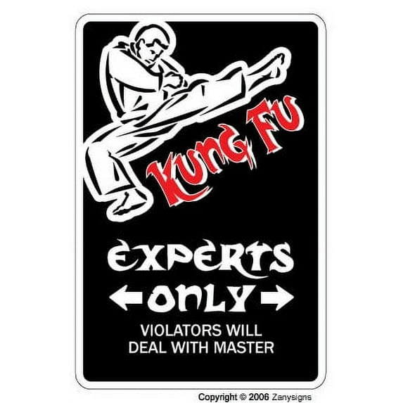 KUNG FU Aluminum Sign parking martial arts black belt fighter student instructor | Indoor/Outdoor | 18" Tall