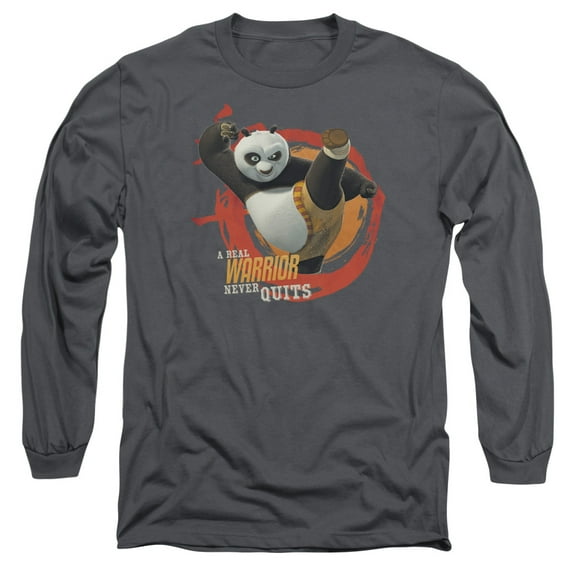 KUNG FU PANDA/REAL WARRIOR-L/S ADULT 18/1-CHARCOAL-2X