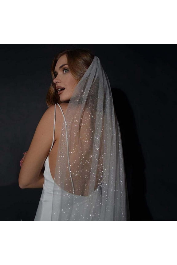 Glitter Bride Wedding Veil (Women, Girls), White