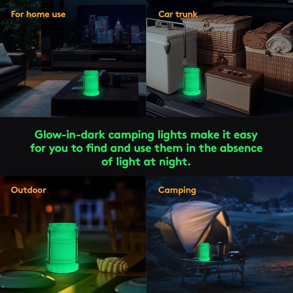 KUNHE LED 10 Pack Glow-in-The-Dark Camping Lanterns Battery Powered (Includes 30 AA Alkaline Batteries) 350 Lumens IPX4 Water Resistant Lanterns for Power Outages Emergency Hurricane Storms