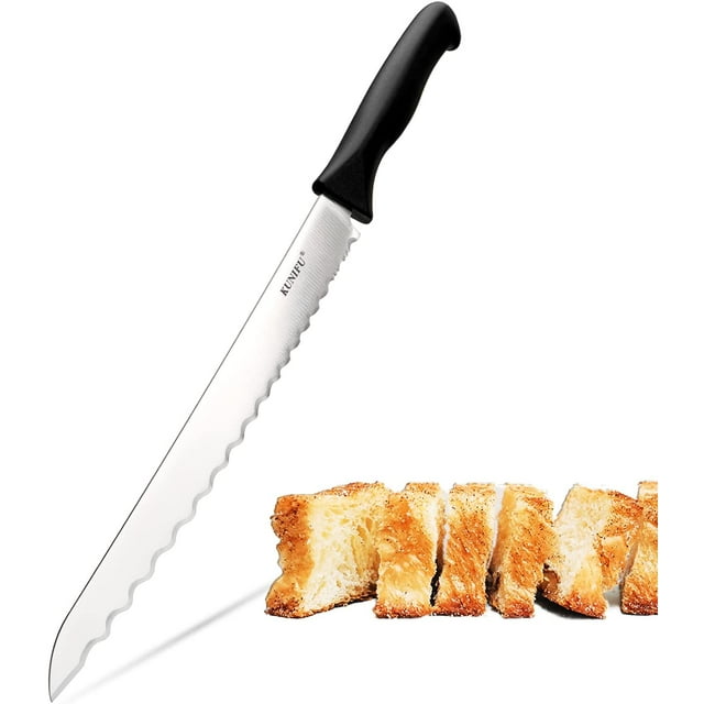 KUNIFU Serrated Bread Knife for Homemade Bread, High Carbon Stainless