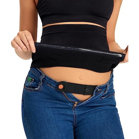KUNINDOME Combination of Pants Waist Extenders and Maternity Shirts Extenders, Seamless Maternity Belly Band