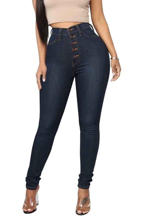 Womens Curvy High Waist Stretch Butt Lifting Skinny Colombian Jeans