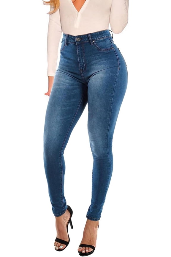 Womens Curvy High Waist Stretch Butt Lifting Skinny Colombian Jeans