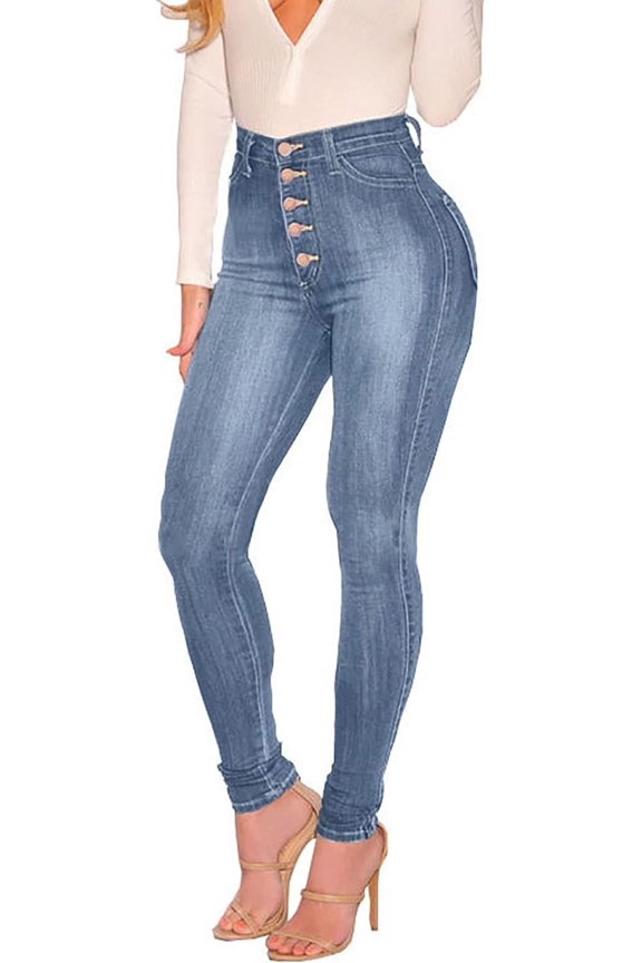 Womens Curvy High Waist Stretch Butt Lifting Skinny Colombian Jeans