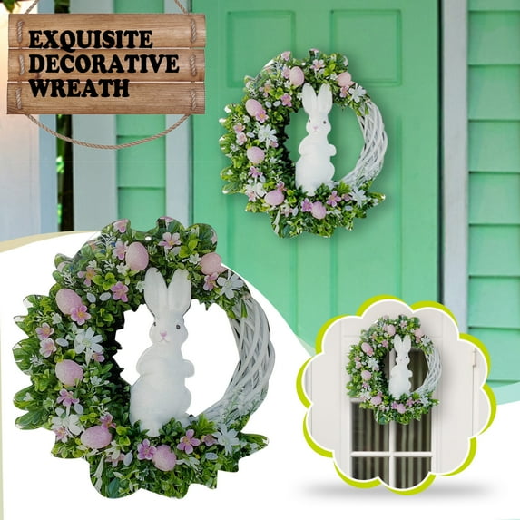 KUNPENG 10" Valentines Day for Front Door Outside Decoration Props Home Bunny Garland Decoration Decoration Easter Decorations & Easter Bunny Wreaths for Front Door