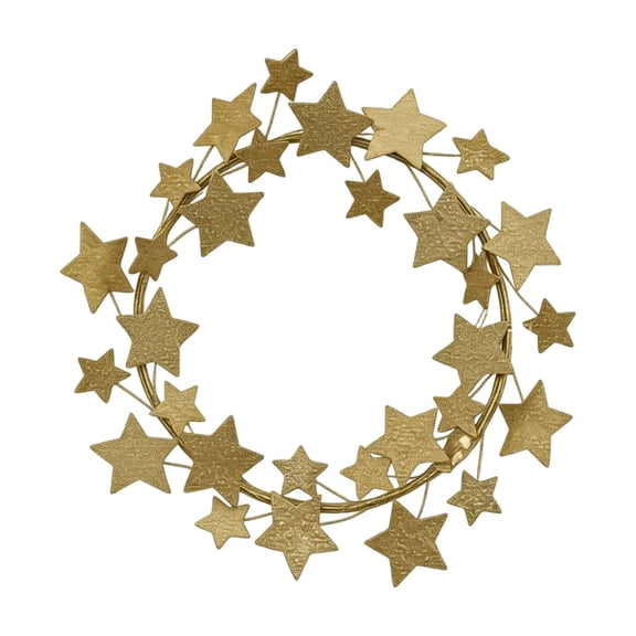 KUNPENG 11" Metallic Star Wreath, 4th of July Patriotic Front Door Decorations, Gold/Silver Tinsel Star Shaped Wreath for Wall Window Party Independence Day Decor, 1 Pack
