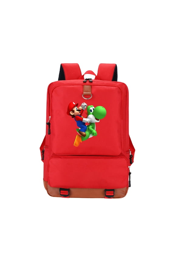 17 Inch Teen Back to School School Backpack for Bo'ys Gir'ls, Super Bros Cartoon Bookbag with USB Charging Port, Large Capacity Water Resistant Flap Rucksack for Middle High School, Pink