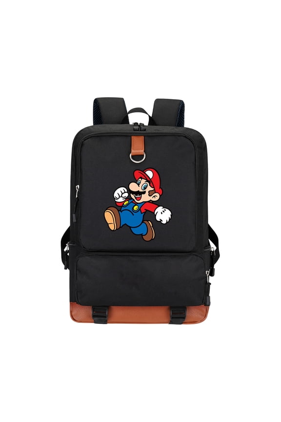 17 Inch Teen Back to School School Backpack for Bo'ys Gir'ls, Super Bros Cartoon Bookbag with USB Charging Port, Large Capacity Water Resistant Flap Rucksack for Middle High School, Pink