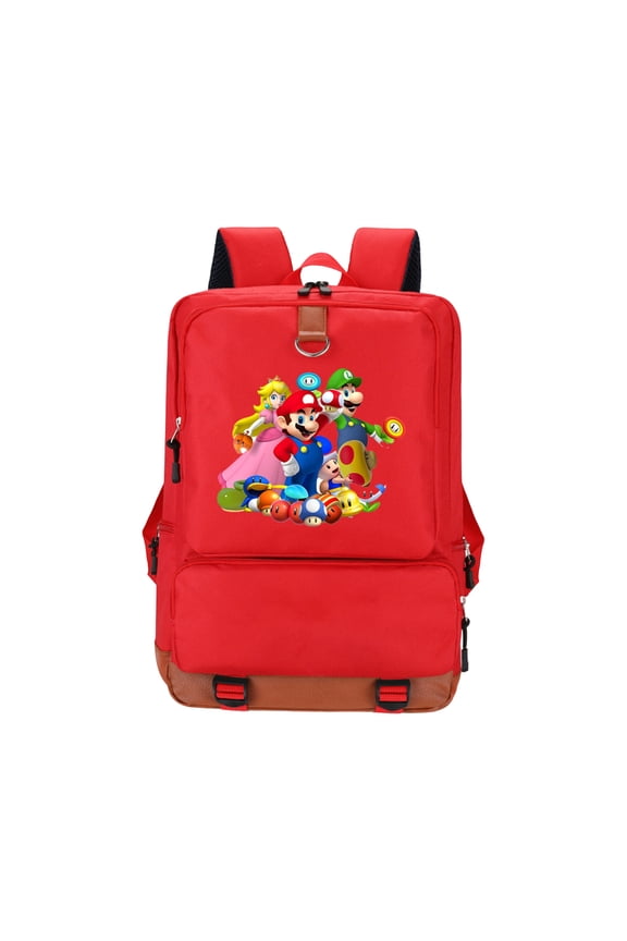 17 Inch Teen Back to School School Backpack for Bo'ys Gir'ls, Super Bros Cartoon Bookbag with USB Charging Port, Large Capacity Water Resistant Flap Rucksack for Middle High School, Pink