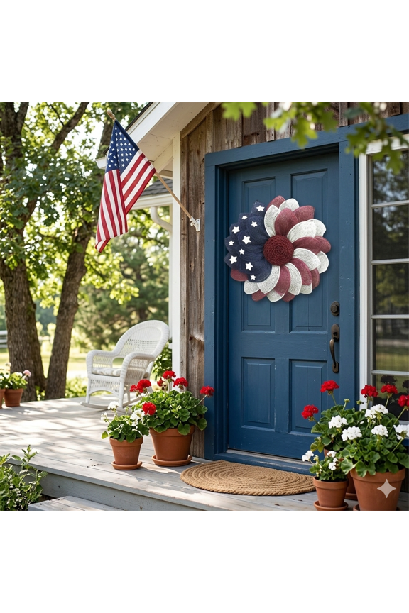20-Inch Large Patriotic Bow for 4th of July, American Flag Red White Blue Ribbon Wreath Bow for Front Door Porch, Memorial Day Veterans Day Decor for Mailbox Tree Topper Party Supplies