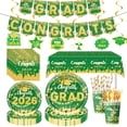 thumbnail image 1 of KUNPENG 2026 Graduation Decorations Party Supplies Set - Green and Gold Graduation Tableware Kit Includes Banner, Plates, Napkins, Cups, Tablecloth, Cutlery, Hang Swirls 2026 Grad Party Decor, 1 of 7