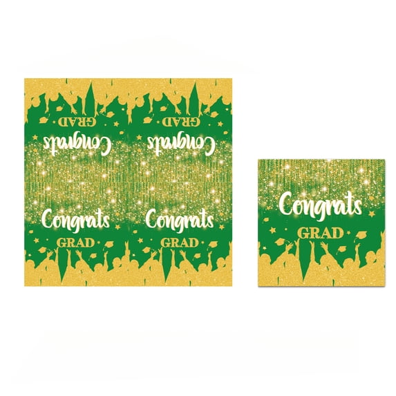 KUNPENG 2026 Graduation Party Napkins - 6.5 Inch Green and Gold Paper Napkins, Class of 2026 Congrats Grad Disposable Tableware for High School College Graduation Party Supplies, Home Decor, 20 Count
