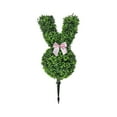 thumbnail image 1 of KUNPENG 24" Rabbit Shaped Topiary Trees Ground Spike, Artificial Boxwood with Bow Tie, UV-Resistant, Indoor & Outdoor Decor, Pot Fake Easter Bunnies Decorations Plant for Home Front Porch Garden, 1 of 7