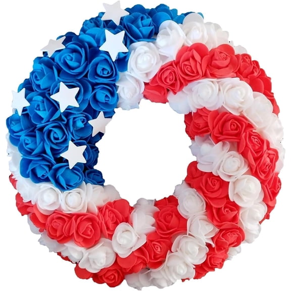 KUNPENG 250th Anniversary Patriotic Wreath, 1776-2026 America 250 Years Red White and Blue Wreath for Front Door, All-Weather 3D Eagle Spirit Floral Wreath for Outdoor Farmhouse Holiday Decor