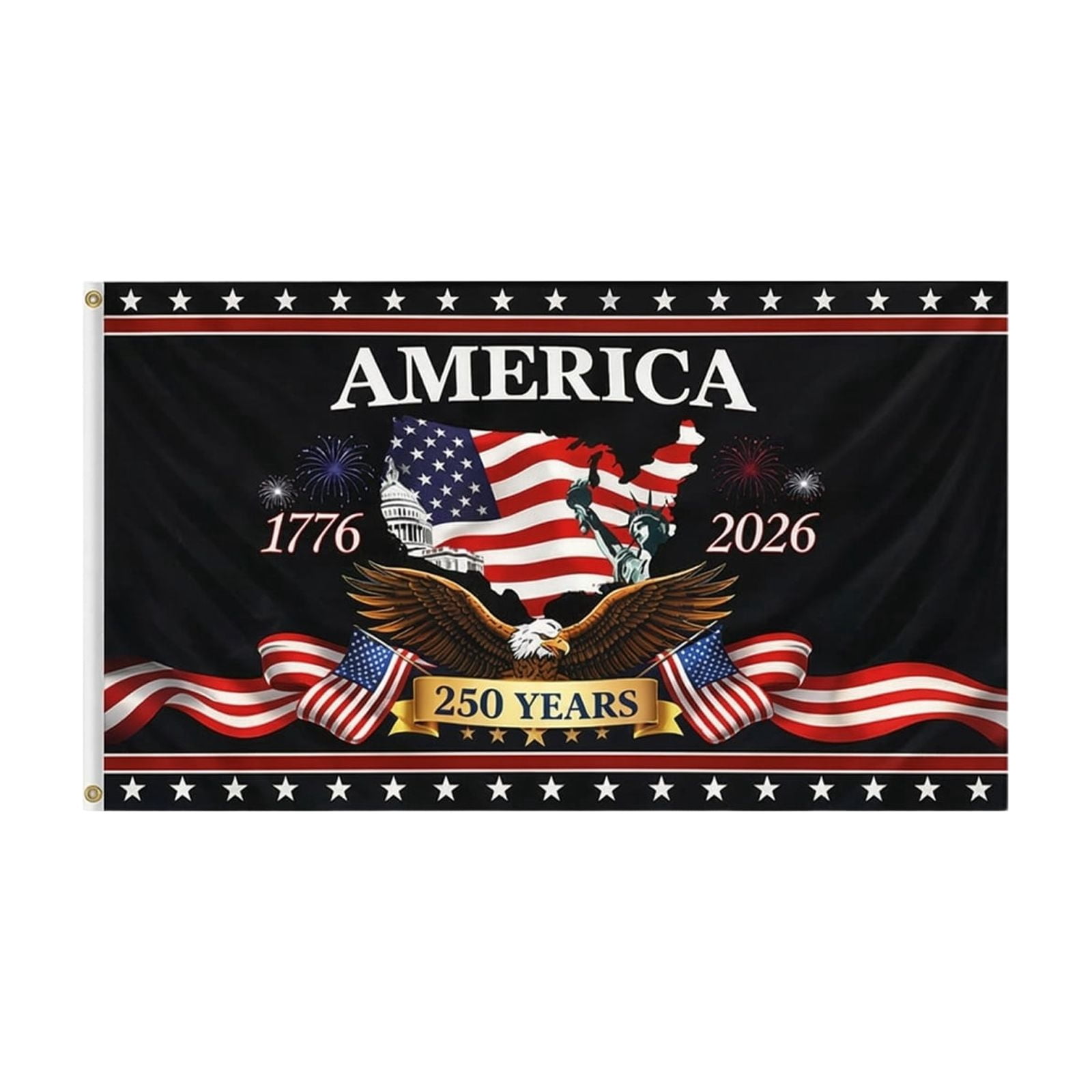 KUNPENG 250th Anniversary USA Flag 3x5 ft, Patriotic 1776-2026 Independence Day Banner, Bald Eagle July 4th Outdoor Decor, 4 Patterns in Single/Double Sided & 3-Layer Heavy Duty Options