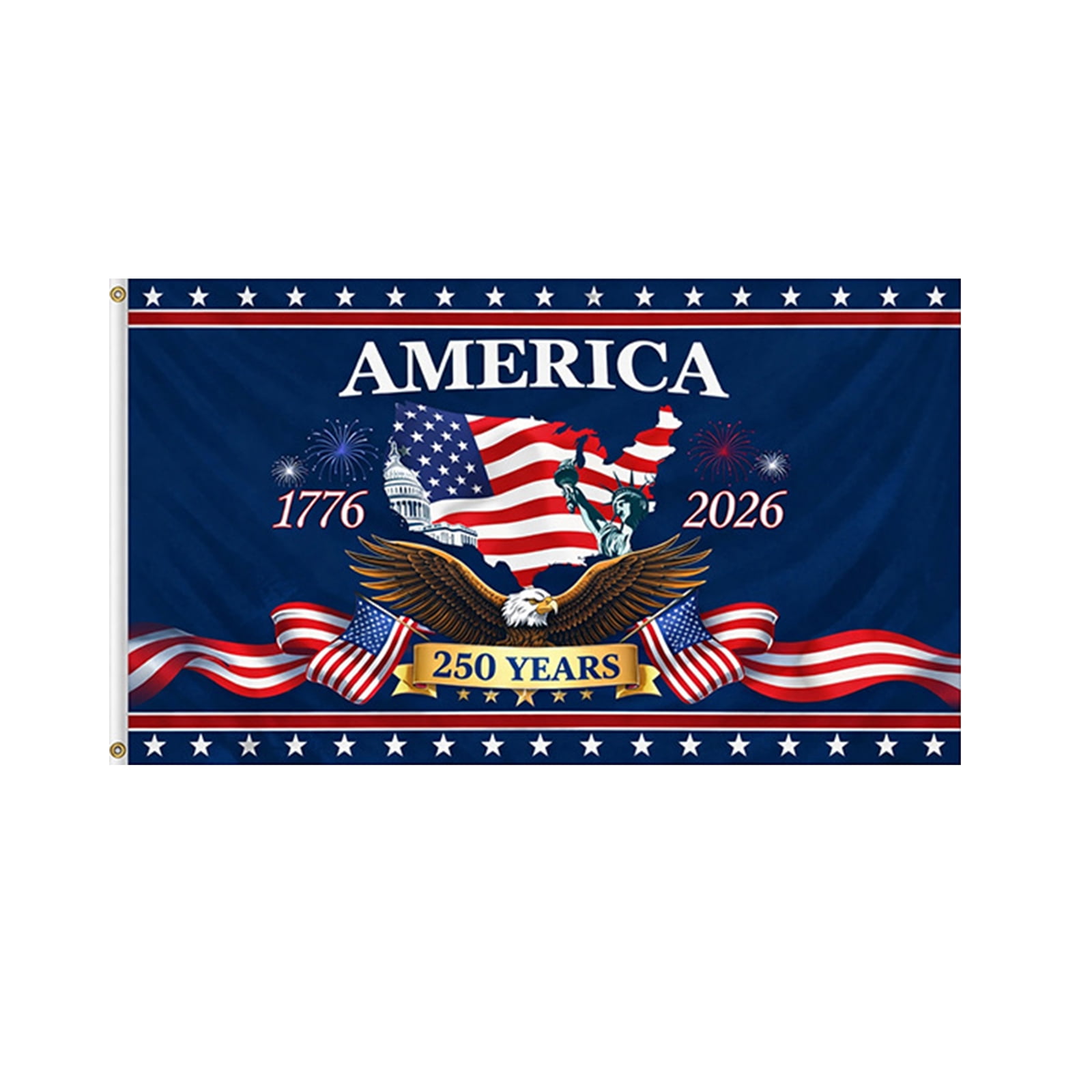 KUNPENG 250th Anniversary USA Flag 3x5 ft, Patriotic 1776-2026 Independence Day Banner, Bald Eagle July 4th Outdoor Decor, 4 Patterns in Single/Double Sided & 3-Layer Heavy Duty Options