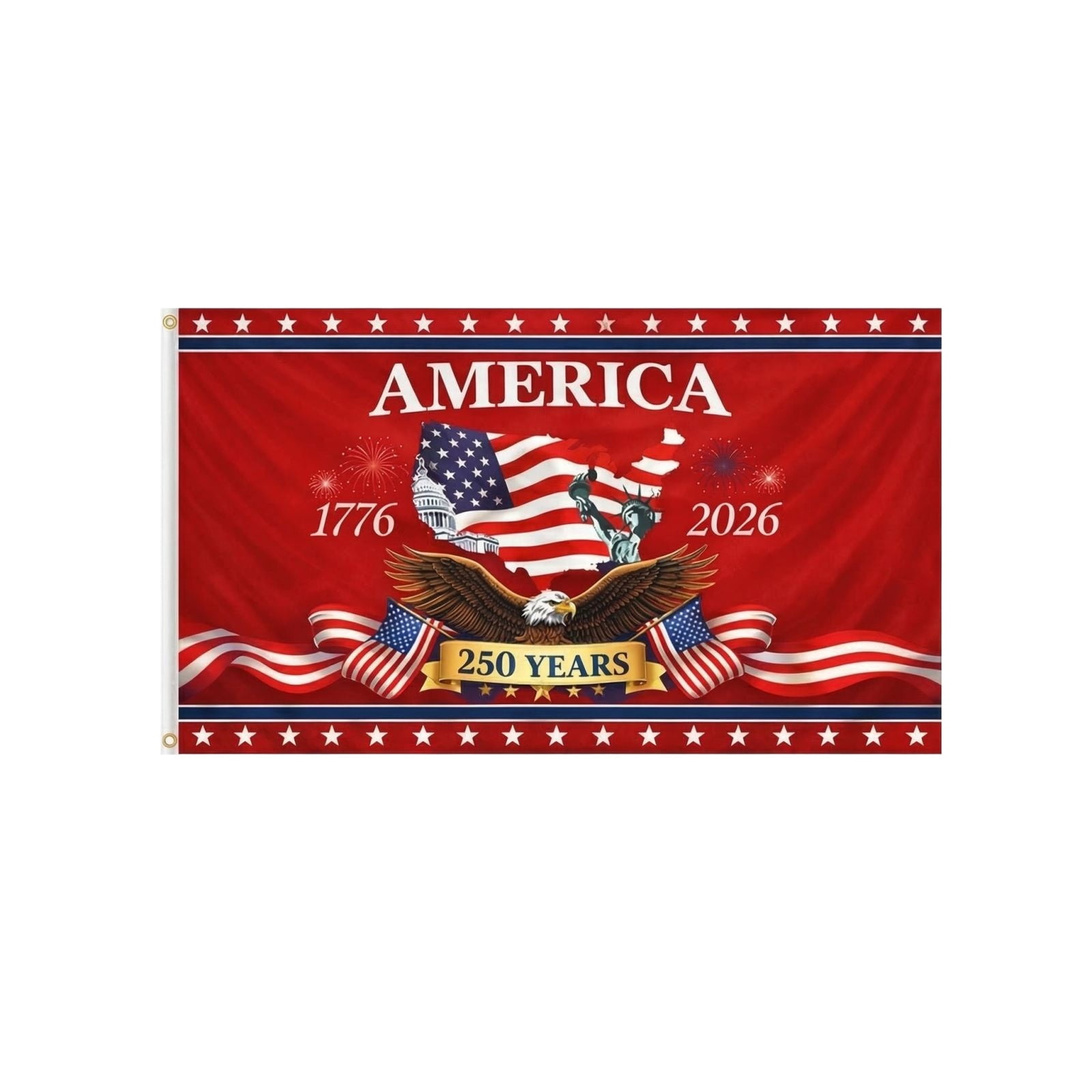 KUNPENG 250th Anniversary USA Flag 3x5 ft, Patriotic 1776-2026 Independence Day Banner, Bald Eagle July 4th Outdoor Decor, 4 Patterns in Single/Double Sided & 3-Layer Heavy Duty Options