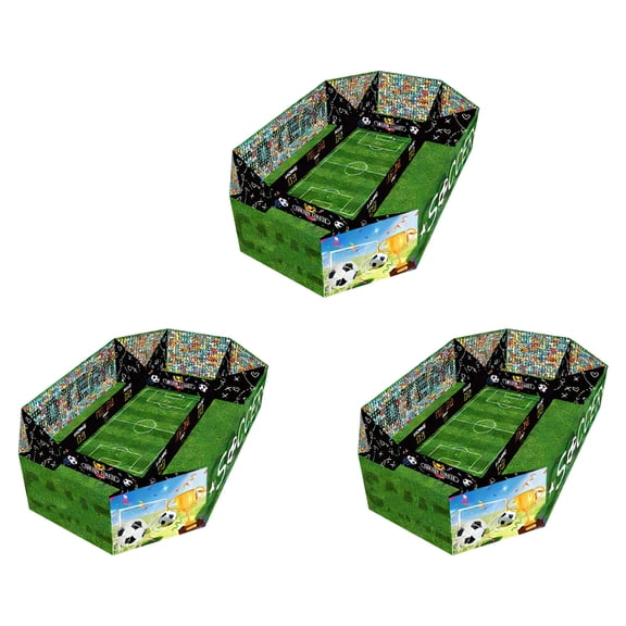 KUNPENG 3-Piece "GAME TIME" Football Party Food Boxes, Foldable Snack Trays for Game Day, Stadium-Themed Concession Baskets for Super Bowl & Tailgate, Set of 3 Pop-Up Snack Servers