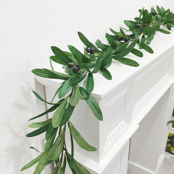 KUNPENG 4pc Odorless Artificial Olive Leaf Vines, 6ft Ivy Vine Garlands with LDE Lights, Fake Hanging Plants Greenery Decor for Bedroom, Wall, Party, Wedding Mantel Fireplace Cozy Home Decorations