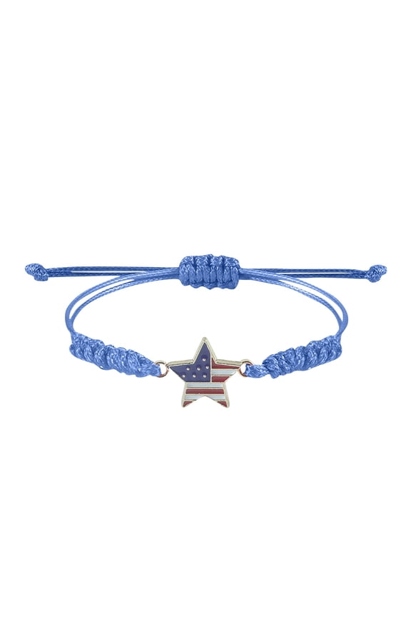 4th of July Patriotic Bracelet for Women Men, American Flag Stars and Stripes Braided Wristband, Red White and Blue Jewelry for Independence Day Party Favors