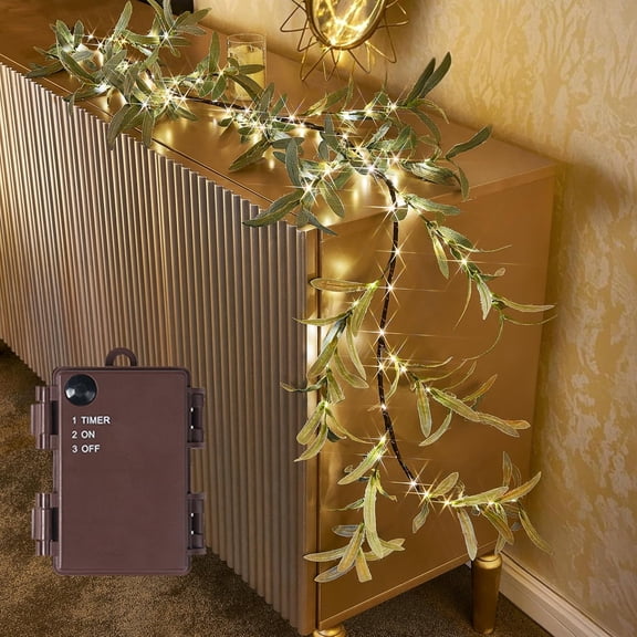KUNPENG 5.6FT Real Touch Olive Garland, Faux Vine for Mantel Fireplace Wall Patio Wedding and Holiday Spring Decor, Christmas Easter Decorations Indoor and Outdoor