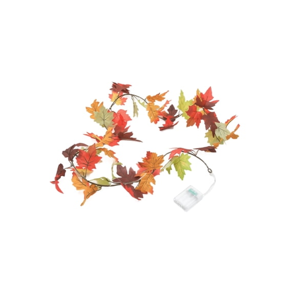 KUNPENG 6.5ft Fall Garland with Lights, Battery Operated Maple Leaf Autumn String Lights for Thanksgiving Christmas Home Mantel Decor