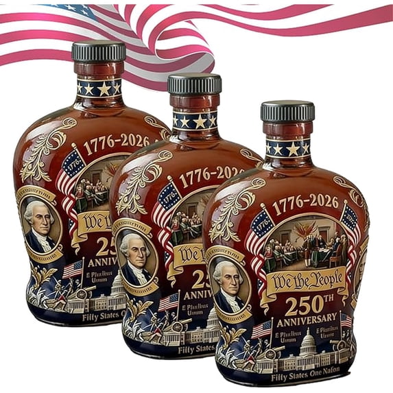 KUNPENG America 250th Anniversary Whiskey Decanter, 1776-2026 "We The People" Commemorative Liquor Bottle, Patriotic Glass Carafe for Bourbon, Scotch & Spirits, Unique Gift for Veterans & Fathers