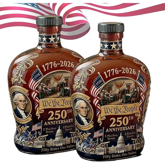 KUNPENG America 250th Anniversary Whiskey Decanter, 1776-2026 "We The People" Commemorative Liquor Bottle, Patriotic Glass Carafe for Bourbon, Scotch & Spirits, Unique Gift for Veterans & Fathers