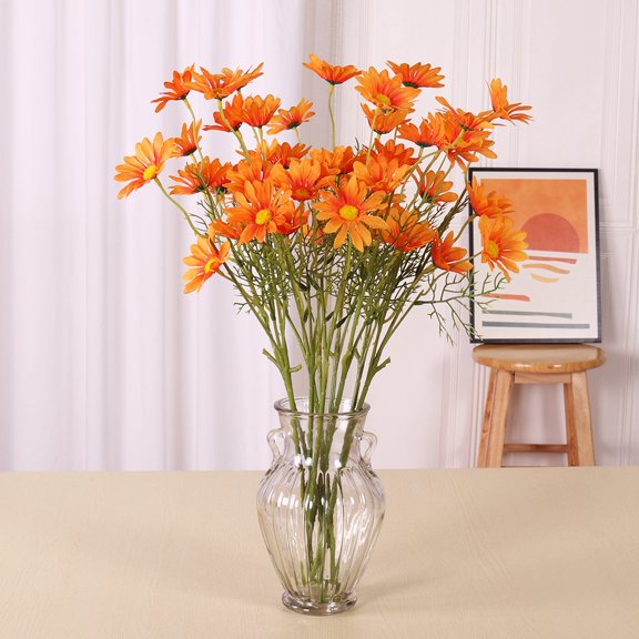 KUNPENG Artificial Daisy Flowers, 5-Head Silk Wildflower Bouquet for Wedding and Farmhouse Home Decor, Faux Chamomile for Photography Props, 10 Count